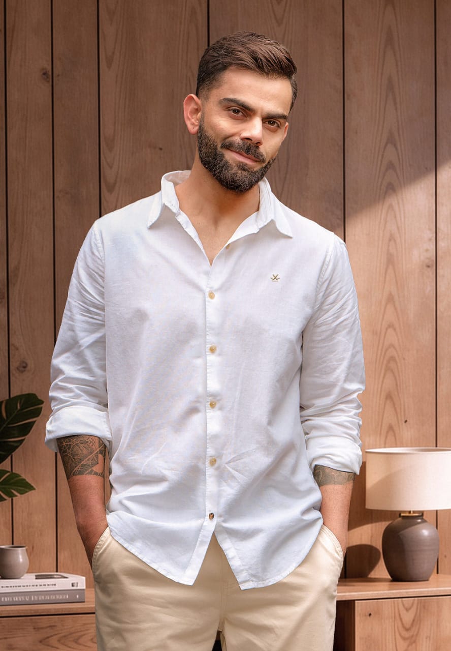 Solid linen Blend shirt | white