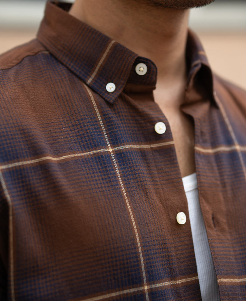 Brown Lightweight  Checks Shirt 100% cotton