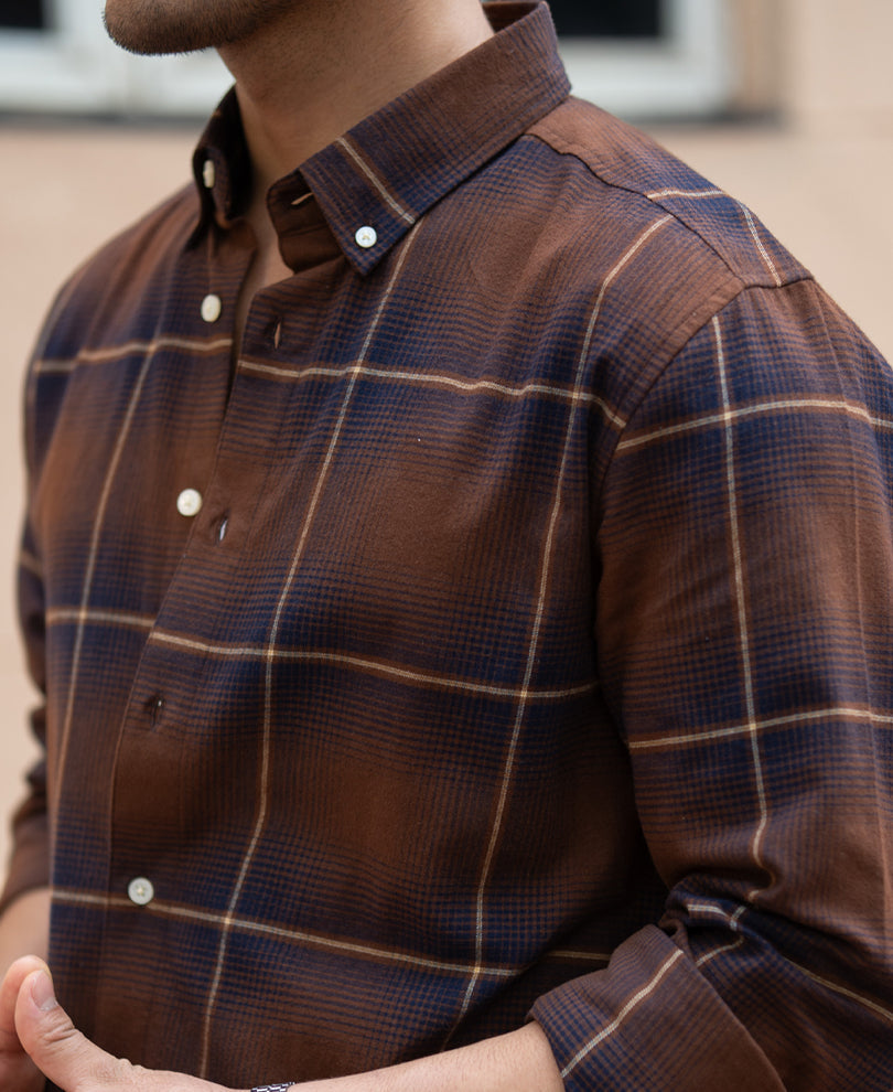 Brown Lightweight  Checks Shirt 100% cotton