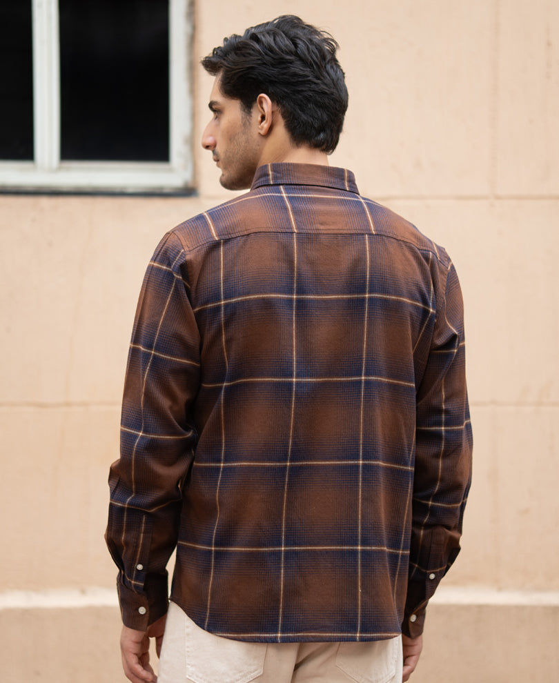 Brown Lightweight  Checks Shirt 100% cotton