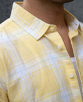 Yellow Lightweight Checks Shirt 100% cotton
