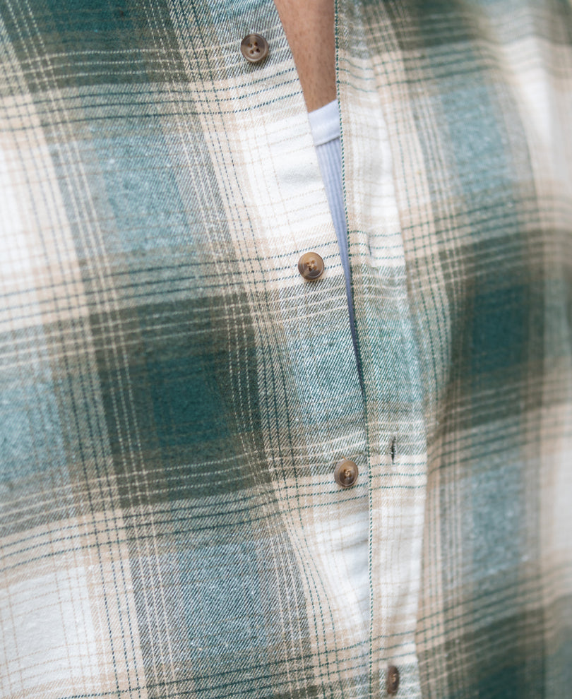 Green & Beige Flannel Checks Shirt