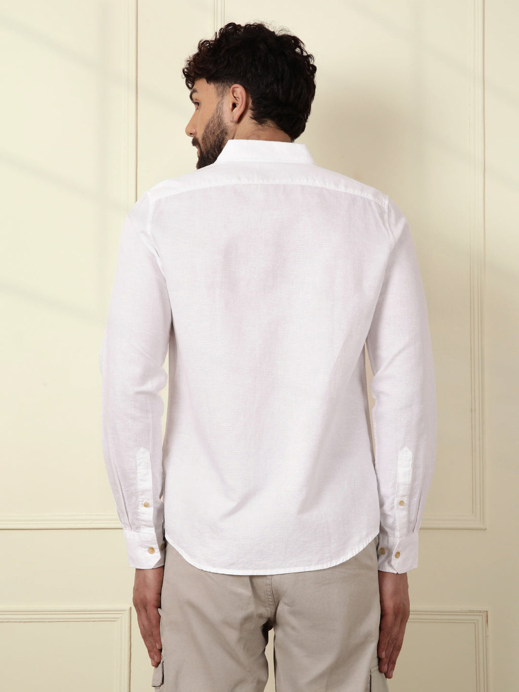 Solid linen Blend shirt | white